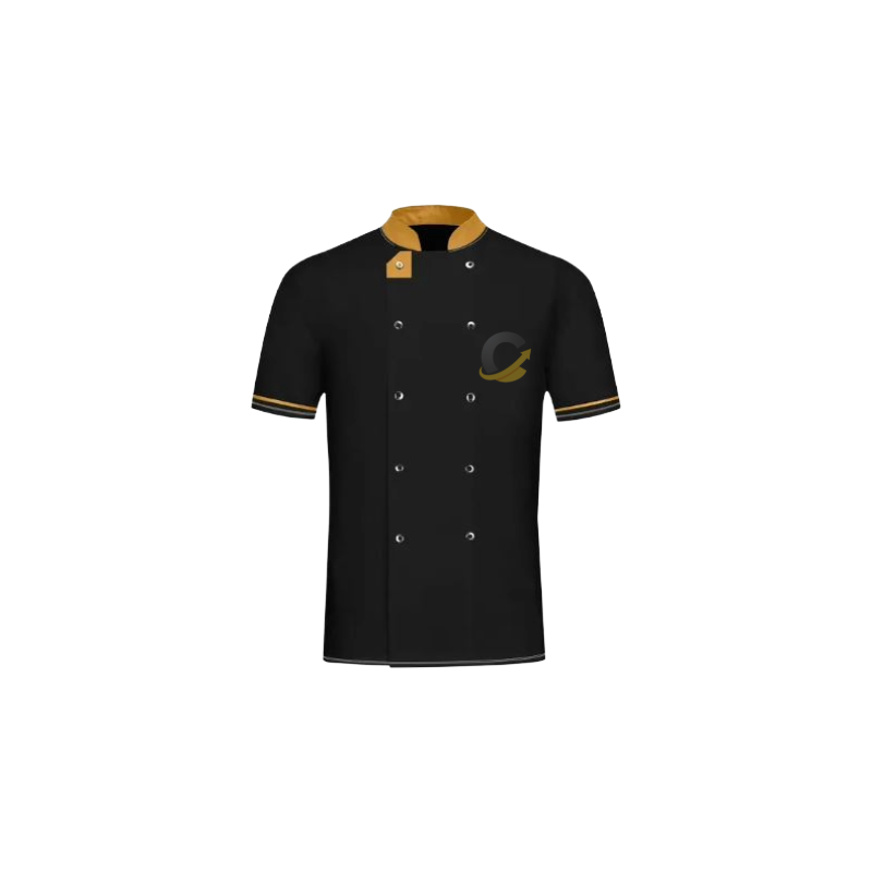 Premium Executive Black & Gold Short-Sleeve Chef Jacket