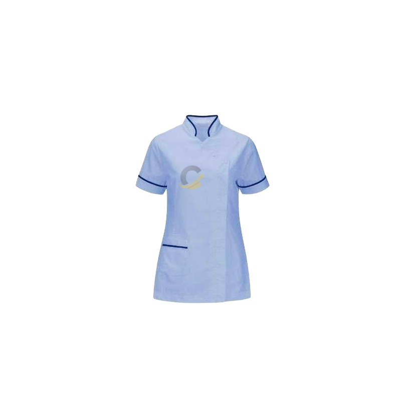 Premium Healthcare Tunic Uniform – Light Blue with Contrast Trim